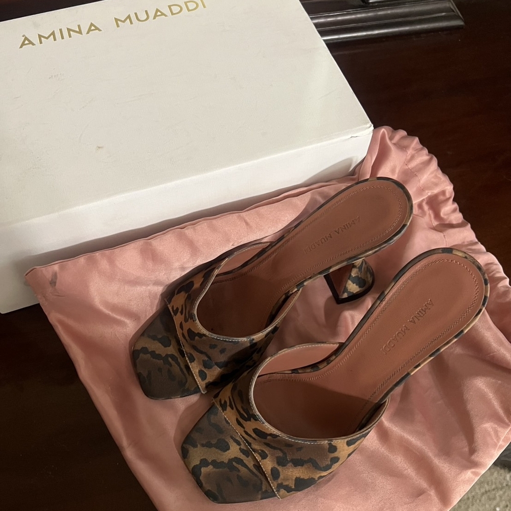 Amina Muaddi Leopard Print Women's Shoes
